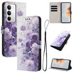 For Realme C71 4G Color Drawing Pattern Leather Phone Case(Purple Rose)