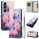 For Sony Xperia 1 VII Colored Drawing Pattern Leather Phone Case(Pink Butterfly)