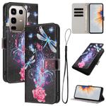 For Infinix Note 50 Pro+ Colored Drawing Pattern Leather Phone Case(Dragonfly)