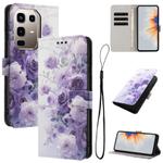 For Infinix Note 50s Colored Drawing Pattern Leather Phone Case(Purple Rose)