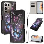 For Infinix Note 50x Colored Drawing Pattern Leather Phone Case(Two Butterflies)