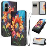 For Infinix Smart 10 4G Color Drawing Pattern Leather Phone Case(Sunflower)