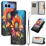 For Infinix Smart 10 Plus 4G Color Drawing Pattern Leather Phone Case(Sunflower)