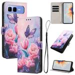 For Infinix Smart 10 Plus 4G Color Drawing Pattern Leather Phone Case(Pink Butterfly)