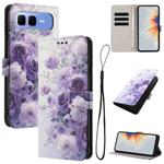For Infinix Smart 10 Plus 4G Color Drawing Pattern Leather Phone Case(Purple Rose)