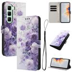 For Infinix Hot 60 4G / Hot 60i Color Drawing Pattern Leather Phone Case(Purple Rose)