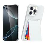 For iPhone 16 Pro Max Card Holder Stand Shockproof Phone Case(White)