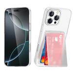 For iPhone 15 Pro Card Holder Stand Shockproof Phone Case(Matte Clear)