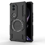 For vivo V50 5G Global Butterfly Armor MagSafe Magnetic Ring Shockproof Phone Case(Black)