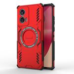 For Motorola Edge 50 Fusion 5G Global Butterfly Armor MagSafe Magnetic Ring Shockproof Phone Case(Red)