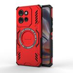 For Motorola Edge 50 Neo 5G Global Butterfly Armor MagSafe Magnetic Ring Shockproof Phone Case(Red)