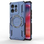 For Motorola Edge 50 Pro 5G Global Butterfly Armor MagSafe Magnetic Ring Shockproof Phone Case(Blue)