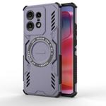 For Motorola Edge 50 Pro 5G Global Butterfly Armor MagSafe Magnetic Ring Shockproof Phone Case(Purple)