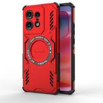 For Motorola Edge 50 Pro 5G Global Butterfly Armor MagSafe Magnetic Ring Shockproof Phone Case(Red)