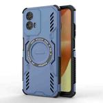 For Motorola Moto G34 5G Butterfly Armor MagSafe Magnetic Ring Shockproof Phone Case(Blue)