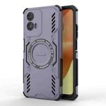 For Motorola Moto G34 5G Butterfly Armor MagSafe Magnetic Ring Shockproof Phone Case(Purple)