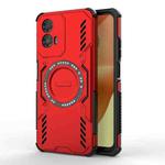 For Motorola Moto G34 5G Butterfly Armor MagSafe Magnetic Ring Shockproof Phone Case(Red)