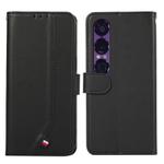 For Sony Xperia 1 VII ABEEL Delicate Texture Splicing RFID Leather Phone Case(Black)