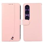 For Sony Xperia 1 VII ABEEL Delicate Texture Splicing RFID Leather Phone Case(Pink)