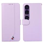 For Sony Xperia 1 VII ABEEL Delicate Texture Splicing RFID Leather Phone Case(Purple)