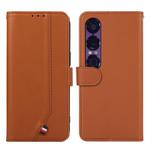 For Sony Xperia 1 VII ABEEL Delicate Texture Splicing RFID Leather Phone Case(Brown)