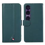 For Sony Xperia 1 VII ABEEL Delicate Texture Splicing RFID Leather Phone Case(Green)