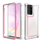 For Samsung Galaxy Note20 Four-corner Shockproof All-inclusive Transparent Space Protective Case(Pink White)