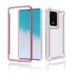 For Samsung Galaxy S20 Ultra Four-corner Shockproof All-inclusive Transparent Space Protective Case(Pink White)