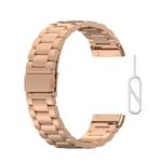 For Fitbit Versa 4 / Versa 3 / Sense2 / Sense xDfind 3-Beads Stainless Steel Watch Band with Disassembly Tools(Rose Gold)