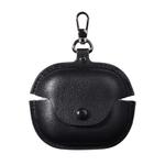 For Beats Powerbeats Pro 2 Business Leather Bluetooth Earphone Protective Case with Hook(Black)