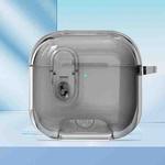 For AirPods Pro / Pro 2 Clear Armor Security Lock Wireless Earphones Case with Hook & Holder(Transparent Black)