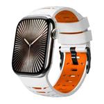 For Apple Watch 46mm / 49mm / 45mm / 44mm Trapezoid Two Color Silicone Watch Band(White Orange)