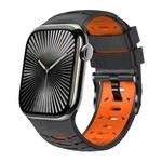 For Apple Watch 46mm / 49mm / 45mm / 44mm Trapezoid Two Color Silicone Watch Band(Black Orange)