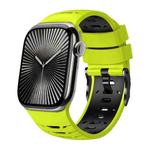 For Apple Watch 46mm / 49mm / 45mm / 44mm Trapezoid Two Color Silicone Watch Band(Lime Black)