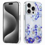 For iPhone 16 Electroplated Symphony Phone Case(White Blue Flower)