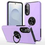For Samsung Galaxy S25 Edge 5G PC + TPU Magnetic Phone Case with Invisible Ring Holder(Purple)