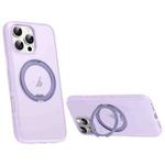 For iPhone 16 Pro Max Solid Color 360 Degree Rotating Holder MagSafe Magnetic Phone Case(Purple)