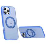 For iPhone 16 Pro Max Solid Color 360 Degree Rotating Holder MagSafe Magnetic Phone Case(Blue)