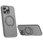 For iPhone 16 Pro Max Solid Color 360 Degree Rotating Holder MagSafe Magnetic Phone Case(Grey)