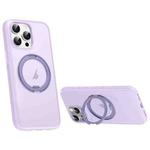 For iPhone 15 Pro Max Solid Color 360 Degree Rotating Holder MagSafe Magnetic Phone Case(Purple)