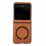 For Motorola Razr 50 / 60 Crazy Horse Texture Magnetic Magsafe PU Phone Case(Orange)