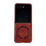 For Motorola Razr 50 Ultra Crazy Horse Texture Magnetic Magsafe PU Phone Case(Red)