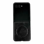 For Motorola Razr 50 Ultra Crazy Horse Texture Magnetic Magsafe PU Phone Case(Black)