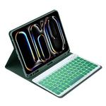 For iPad Air 11 2024 / Air 11 2025 Colorful Backlight Bluetooth Keyboard Leather Tablet Case(Dark Green)