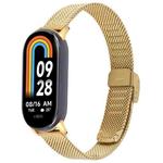 For Xiaomi Smart Band 9 / 8 Integrated Buckle Embossed Milanese Metal Watch Band(Gold)