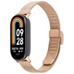 For Xiaomi Smart Band 9 / 8 Integrated Buckle Embossed Milanese Metal Watch Band(Rose Gold)