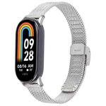 For Xiaomi Smart Band 9 / 8 Integrated Buckle Embossed Milanese Metal Watch Band(Silver)
