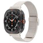 For Samsung Galaxy Watch Ultra 47mm Integrated Buckle Embossed Milanese Metal Watch Band(Starlight)