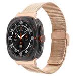 For Samsung Galaxy Watch Ultra 47mm Integrated Buckle Embossed Milanese Metal Watch Band(Rose Gold)