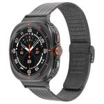 For Samsung Galaxy Watch Ultra 47mm Integrated Buckle Embossed Milanese Metal Watch Band(Black)